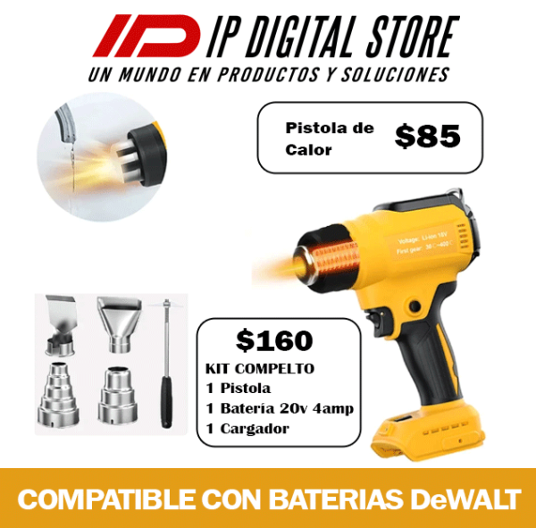 Pistola de calor 20v para baterias DeWALT