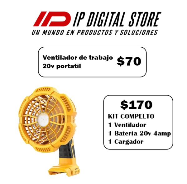 Dewalt-ventilador portátil inalámbrico - Incluye 1 batería y 1 cargador