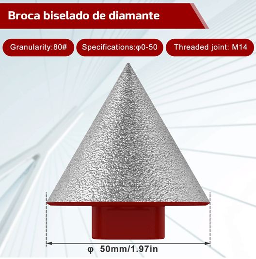 Broca biselado de chaflán de diamante de 50mm