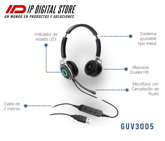 Diadema USB Grandstream GUV 3005